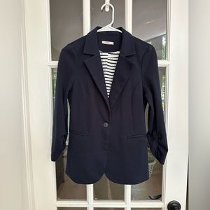41 Hawthorn Navy knit blazer, 3/4 sleeve